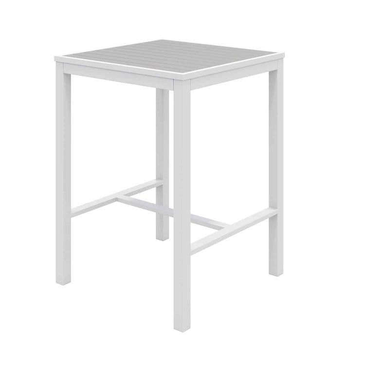 KFI STUDIOS Eveleen Outdoor Bistro Patio Table with Two Gray Powder-Coated Polymer Barstools, 30" Square, Gray (KFI840031925268) thumbnail 2
