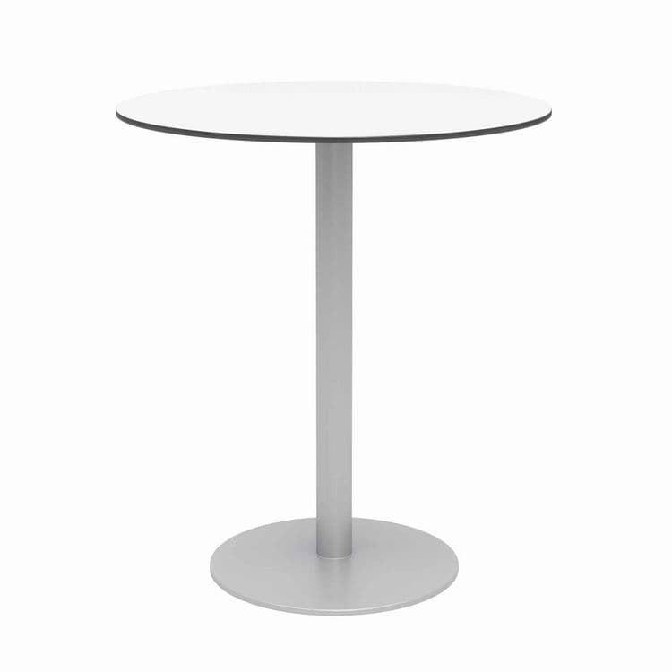 KFI STUDIOS Eveleen Outdoor Bistro Patio Table with Four Gray Powder-Coated Polymer Barstools, Round, 41"h, White (KFI840031918512) thumbnail 2
