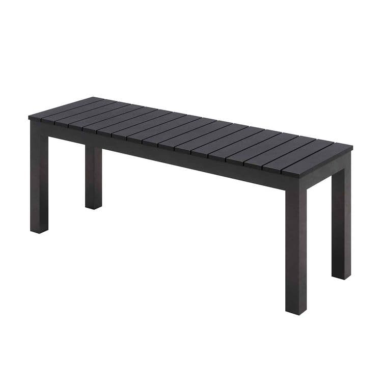 KFI STUDIOS Eveleen Outdoor Patio Table with Two Black Powder-Coated Polymer Chairs and Two Benches, 32 x 55, Gray (KFI840031925152) thumbnail 2