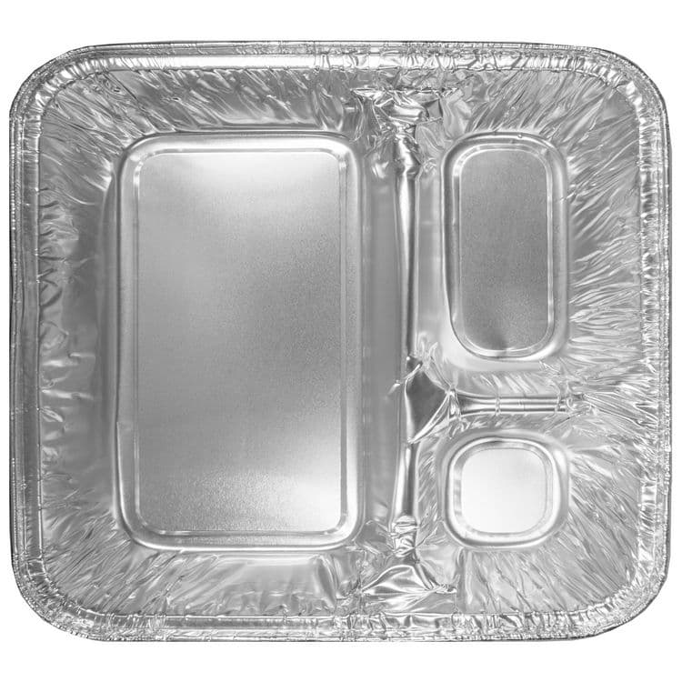 HFA Three-Compartment Oblong Food Container, 24 oz, 6.38 x 1.47 x 8, Silver, Aluminum, 500/Carton (HFA204500)