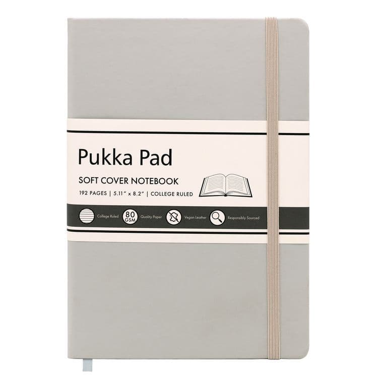 PUKKA PAD Soft Cover Notebook, College Rule, Pebble Cover, (96) 8.2 x 5.11 Sheets (PUK9941SIG)