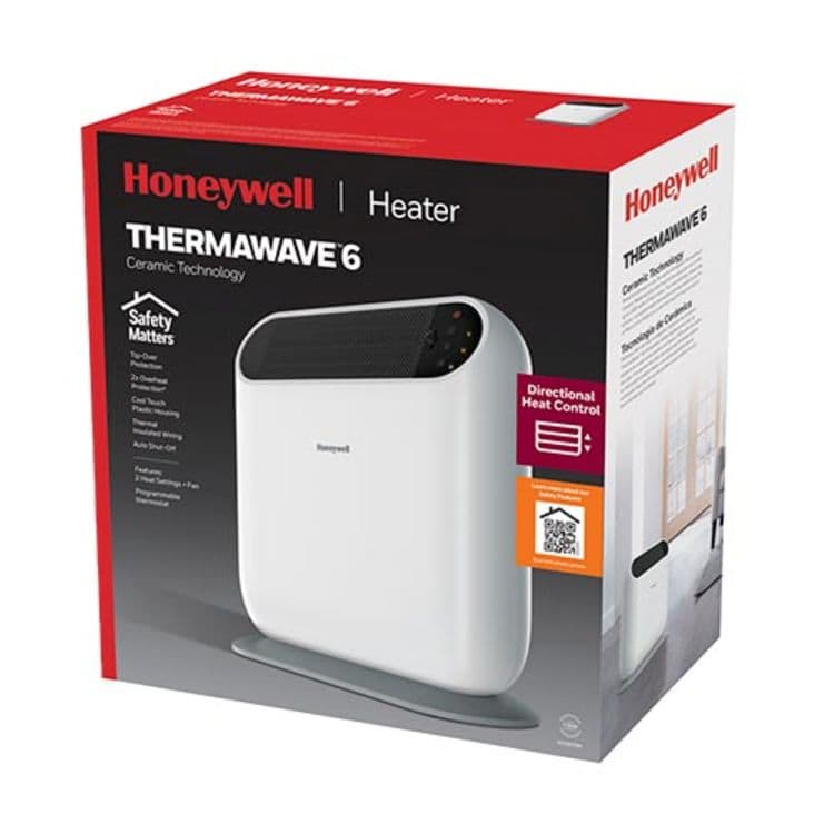 HONEYWELL ENVIRONMENTAL ThermaWave 6 Ceramic Heater, 1,500 W, 7.75 x 18.11 x 18.54, White (HWLHCE870W) thumbnail 4