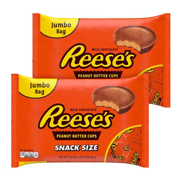 THE HERSHEY COMPANY Snack Size Peanut Butter Cups, 19.5 oz Bag, 2 Bags/Carton (GRR60004058)