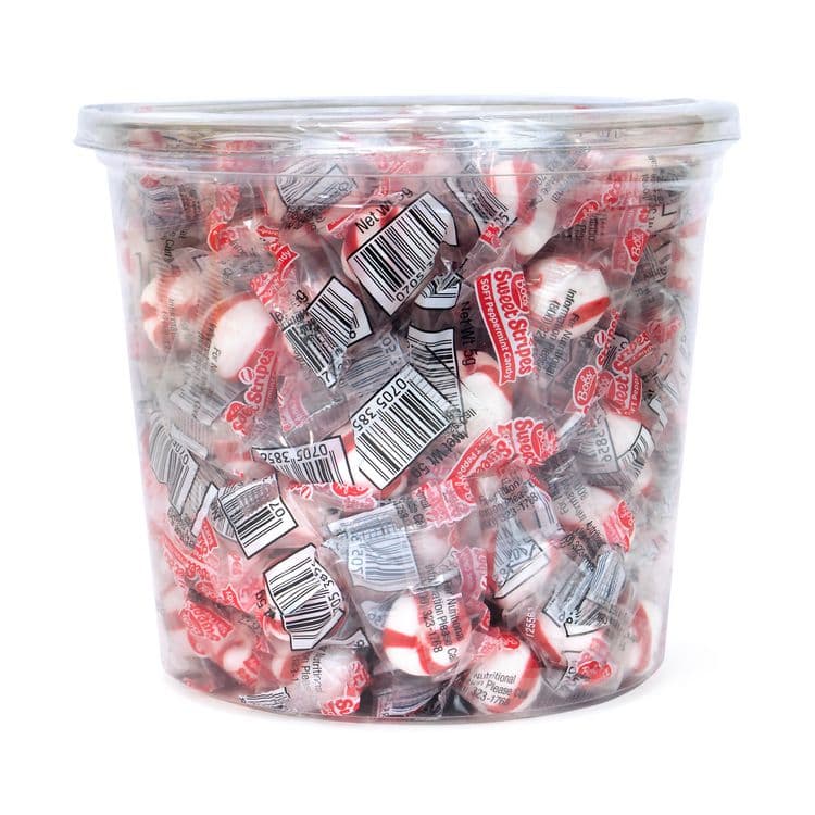 FERRARA CANDY CO Bobs Sweet Stripes Soft Candy, Peppermint, 0.18 oz Individually Wrapped, 160/Tub, 2 Tubs/Carton (GRR60004070) thumbnail 3