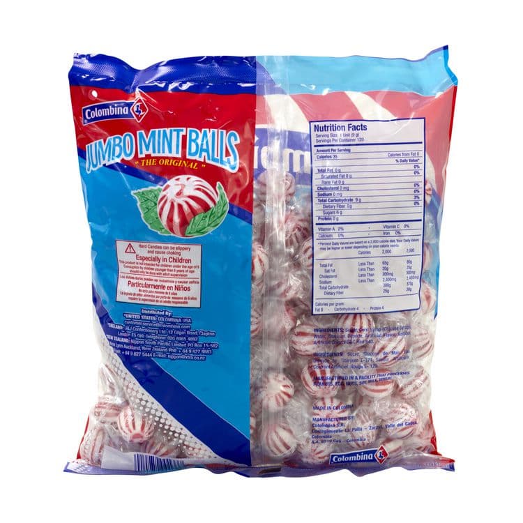 COLOMBINA S.A. Jumbo Peppermint Balls, 0.32 oz Individually Wrapped, 120/Bag, 4 Bags/Carton (GRR60004063) thumbnail 3