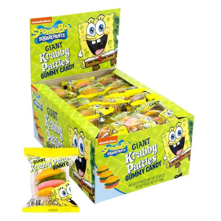 FRANKFORD CANDY, LLC SpongeBob Squarepants Giant Krabby Patties Gummy Candy, Fruity, 0.63 oz Packet, 36/Bag, 2/Carton (GRR60004072) thumbnail 2