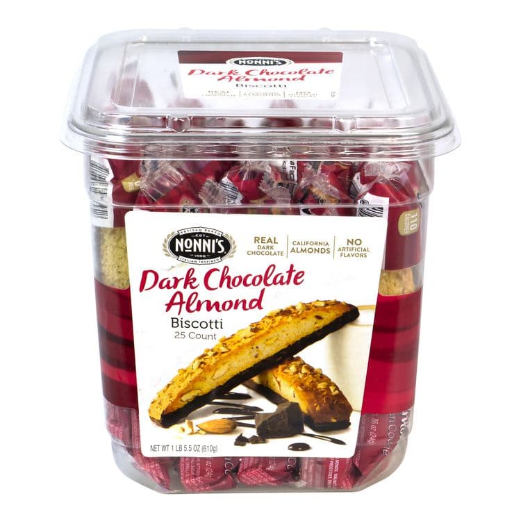 NONNI'S Biscotti, Dark Chocolate Almond, 0.88 oz Packet, 25/Tub, 2 Tubs/Carton (GRR60004079) thumbnail 2