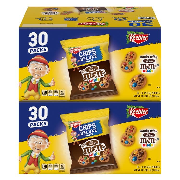 KELLOGG'S M and M Cookie Packs, Chocolate, 1.6 oz Pouch, 30/Box, 2 Boxes/Carton (GRR60004085)