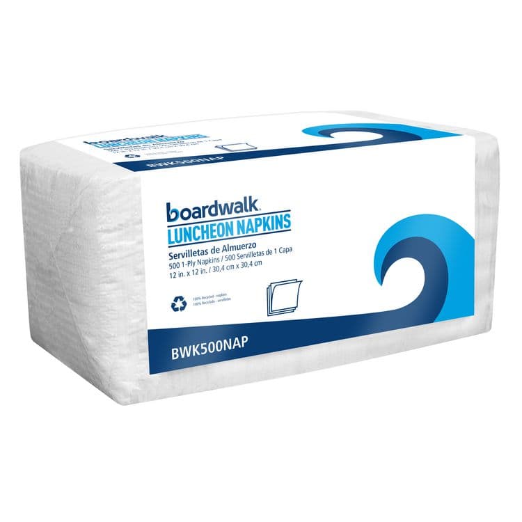 BOARDWALK 1/4-Fold Lunch Napkins, 1-Ply, 12 x 12, White, 500/Pack, 6 Packs/Carton (BWK500NAP) thumbnail 2