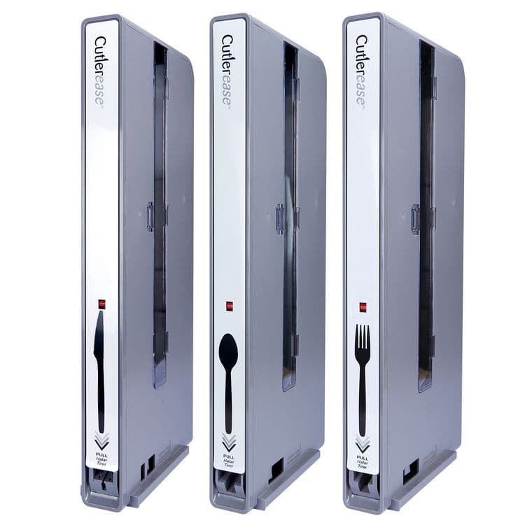 WNA, . Cutlerease Dispensing System Starter Kit, Holds 120 Forks/120 Knives/120 Spoons, 12.5 x 12.5 x 29.25, Gray/Black (WNASTARTKIT) thumbnail 3