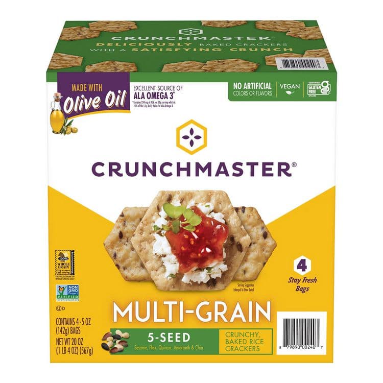 TH FOODS, . 5-Seed Multi-Grain Crunchy Oven Baked Crackers, Original, 5 oz Bags, 4/Box, 2 Boxes/Carton (GRR60004077) thumbnail 3