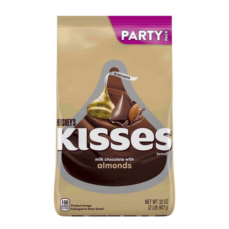 THE HERSHEY COMPANY KISSES with Almonds, Milk Chocolate, 32 oz Pack, 2 Packs/Carton (GRR60004091) thumbnail 2