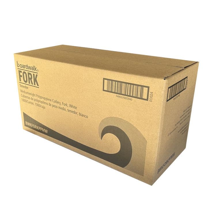 BOARDWALK Mediumweight Polypropylene Cutlery, Fork, 5.51", Plastic, White, 1,000/Carton (BWKFORKPPMW) thumbnail 4