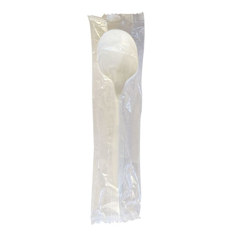 BOARDWALK Mediumweight Wrapped Polypropylene Cutlery, Soup Spoon, 4.86", Plastic, White, 1,000/Carton (BWKSOUPMWPPIW)