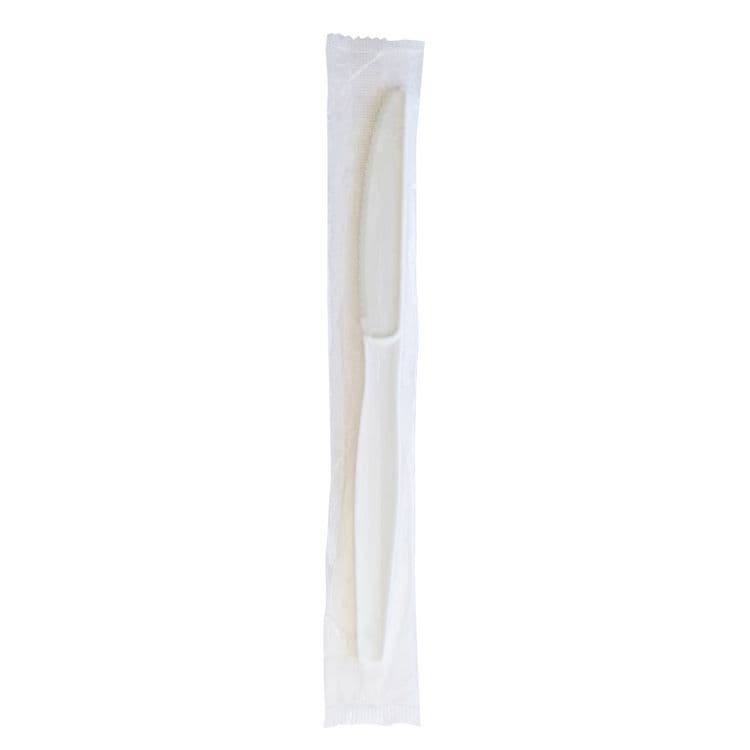 BOARDWALK Heavyweight Wrapped Polystyrene Cutlery, Knife, Plastic, White, 1,000/Carton (BWKKNIFEWHPSIW)