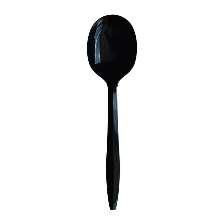 BOARDWALK Mediumweight Wrapped Polypropylene Cutlery, Soup Spoon, Plastic, Black, 1,000/Carton (BWKSOUPBLPPIW) thumbnail 2
