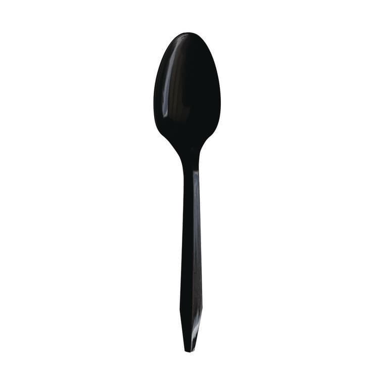 BOARDWALK Mediumweight Polypropylene Cutlery, Individually Wrapped, Spoon, Plastic, Black, 1,000/Carton (BWKSPOONBLPPIW) thumbnail 2