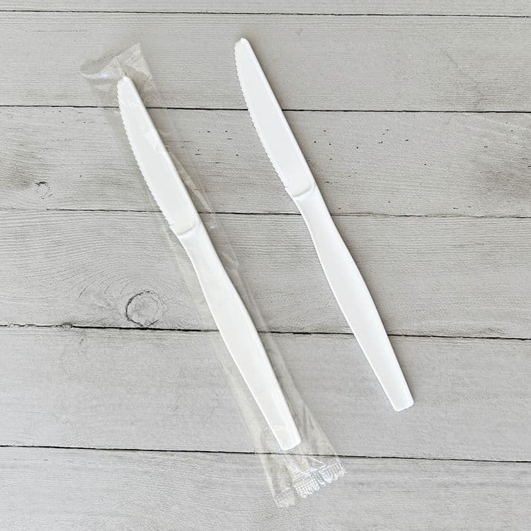 BOARDWALK Heavyweight Wrapped Polystyrene Cutlery, Knife, Plastic, White, 1,000/Carton (BWKKNIFEWHPSIW) thumbnail 3