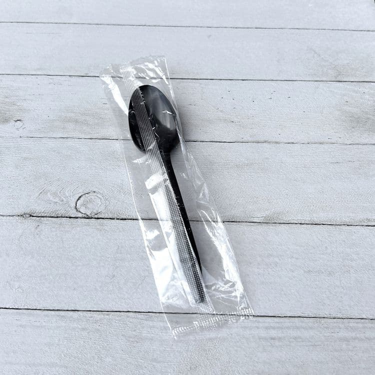 BOARDWALK Mediumweight Polypropylene Cutlery, Individually Wrapped, Spoon, Plastic, Black, 1,000/Carton (BWKSPOONBLPPIW) thumbnail 3