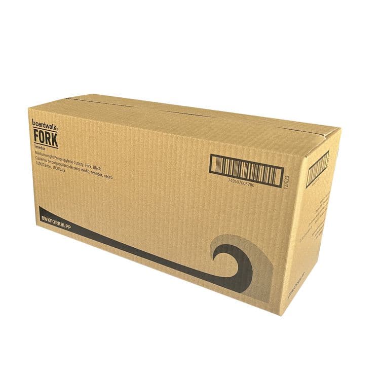 BOARDWALK Mediumweight Polypropylene Cutlery, Fork, Plastic, Black, 1,000/Carton (BWKFORKBLPP) thumbnail 3