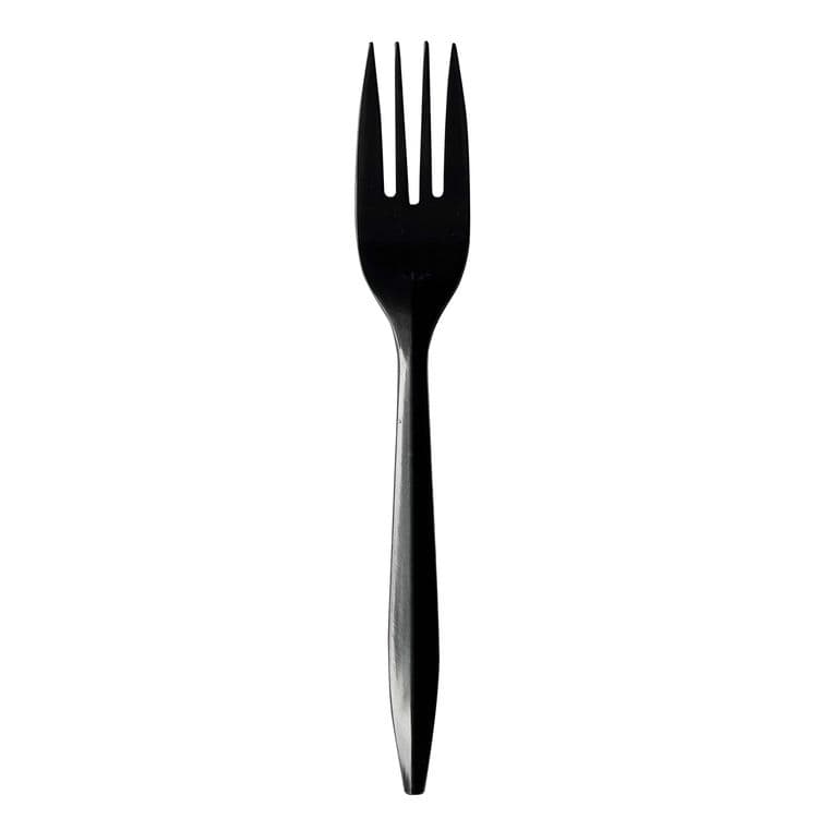 BOARDWALK Mediumweight Polypropylene Cutlery, Fork, Plastic, Black, 1,000/Carton (BWKFORKBLPP)