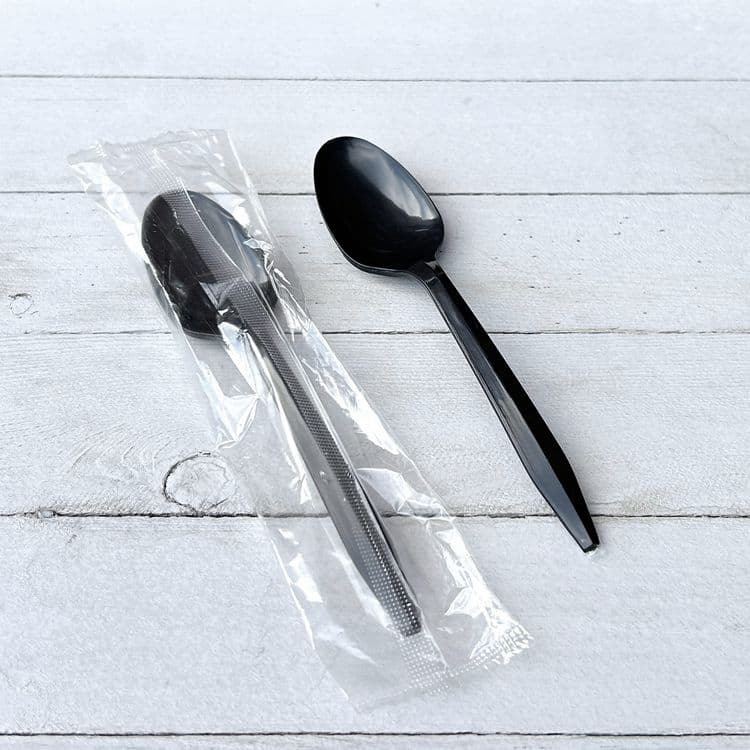 BOARDWALK Mediumweight Polypropylene Cutlery, Individually Wrapped, Spoon, Plastic, Black, 1,000/Carton (BWKSPOONBLPPIW) thumbnail 4
