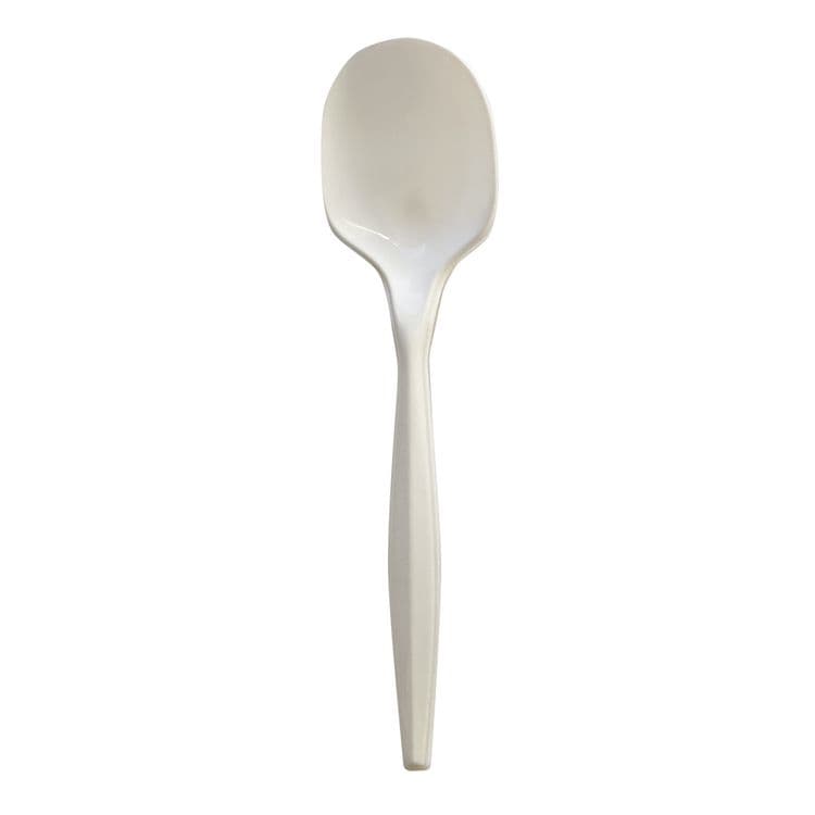 BOARDWALK Mediumweight Wrapped Polypropylene Cutlery, Soup Spoon, 4.86", Plastic, White, 1,000/Carton (BWKSOUPMWPPIW) thumbnail 2