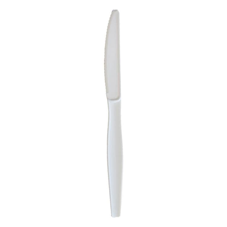 BOARDWALK Heavyweight Wrapped Polystyrene Cutlery, Knife, Plastic, White, 1,000/Carton (BWKKNIFEWHPSIW) thumbnail 2