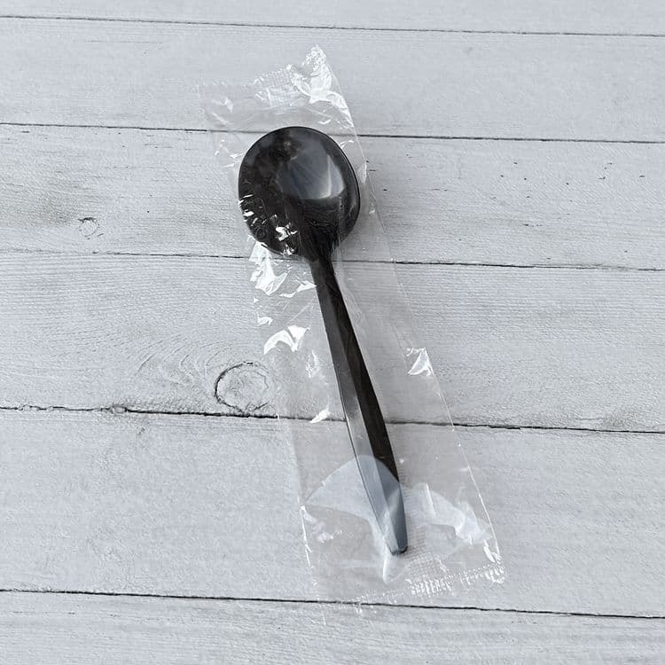 BOARDWALK Mediumweight Wrapped Polypropylene Cutlery, Soup Spoon, Plastic, Black, 1,000/Carton (BWKSOUPBLPPIW) thumbnail 4