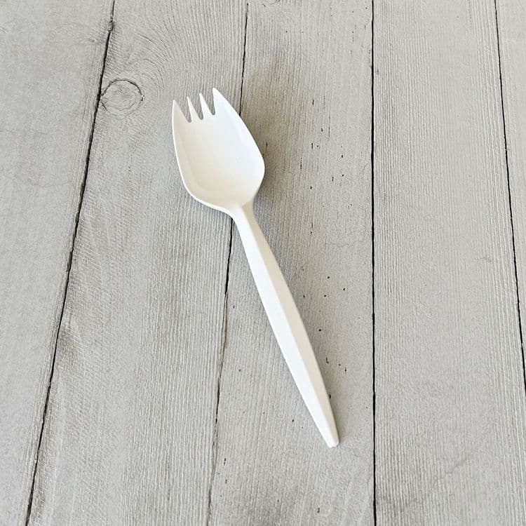 BOARDWALK Mediumweight Polypropylene Cutlery, Spork, Plastic, White, 1000/Carton (BWKSPORKWHPP) thumbnail 2