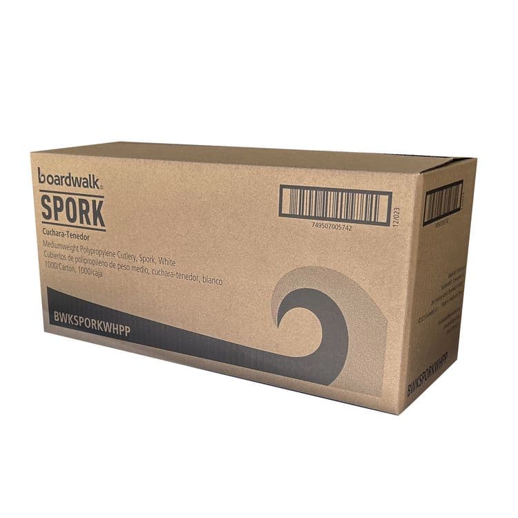 BOARDWALK Mediumweight Polypropylene Cutlery, Spork, Plastic, White, 1000/Carton (BWKSPORKWHPP) thumbnail 4