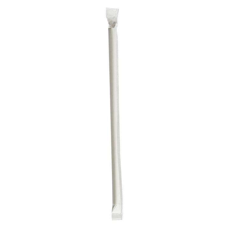 BOARDWALK Wrapped Jumbo Paper Straws, 7.75", Paper, White, 320/Pack, 4 Packs/Carton (BWKPPRSTRWIW)