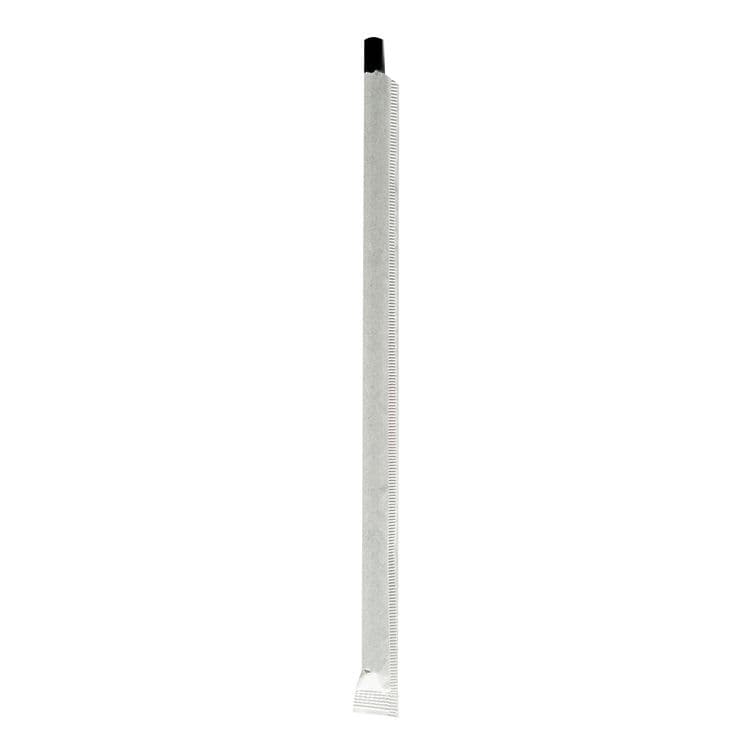 BOARDWALK Wrapped Jumbo Paper Straws, 7.75", Paper, Black, 320/Pack, 4 Packs/Carton (BWKPPRSTRWBLIW) thumbnail 2