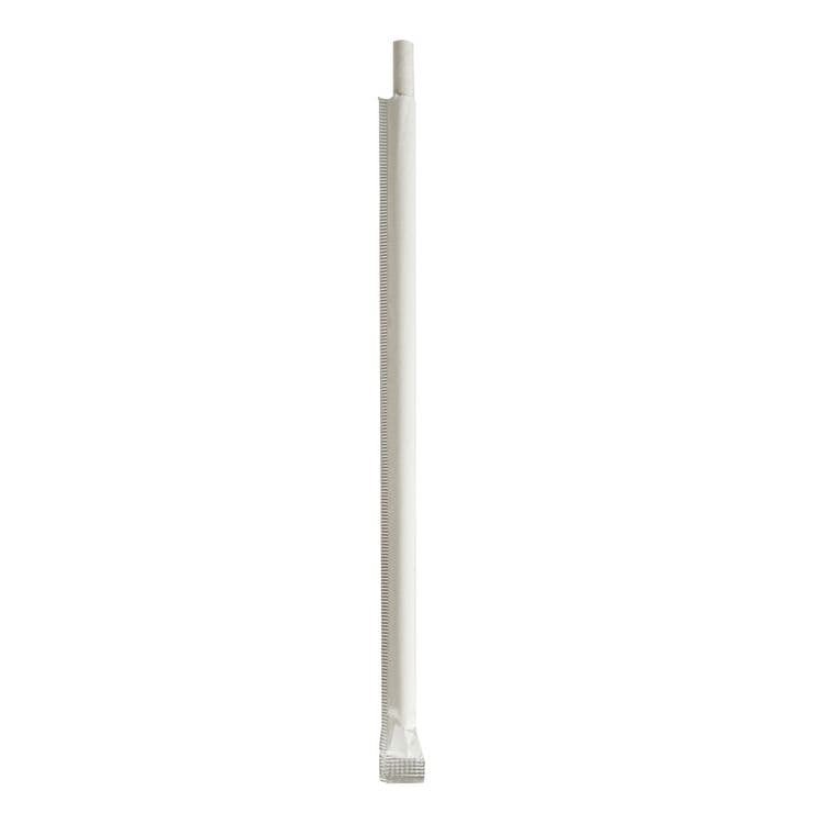 BOARDWALK Wrapped Jumbo Paper Straws, 7.75", Paper, White, 320/Pack, 4 Packs/Carton (BWKPPRSTRWIW) thumbnail 2