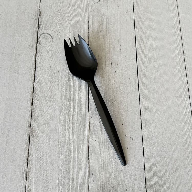BOARDWALK Mediumweight Polypropylene Cutlery, Spork, Plastic, Black, 1,000/Carton (BWKSPORKBLPP) thumbnail 2