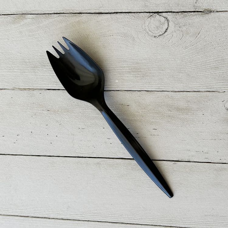 BOARDWALK Mediumweight Polypropylene Cutlery, Spork, Plastic, Black, 1,000/Carton (BWKSPORKBLPP) thumbnail 4