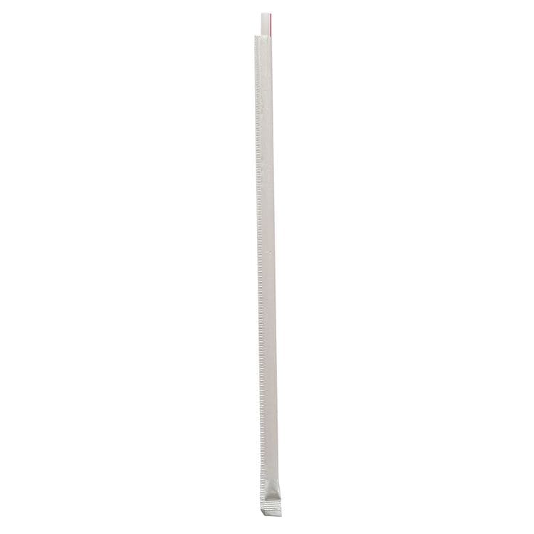 BOARDWALK Wrapped Giant Straws, 10.25", Polypropylene, Red/White Striped, 300/Pack, 4 Packs/Carton (BWKGST1025RW) thumbnail 2