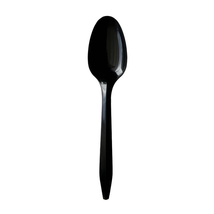 BOARDWALK Mediumweight Polypropylene Cutlery, Spoon, Plastic, Black, 1,000/Carton (BWKSPOONBLPP)