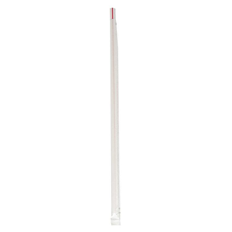 BOARDWALK Wrapped Jumbo Straws, 10.25", Polypropylene, Red/White Striped, 500/Pack, 4 Packs/Carton (BWKJSTW1025RW) thumbnail 2