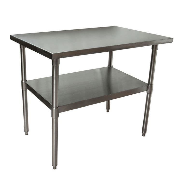 BK RESOURCES Stainless Steel Flat Top Work Tables, 48w x 30d x 36h, Silver, 2/Pallet (BKE2VT4830)