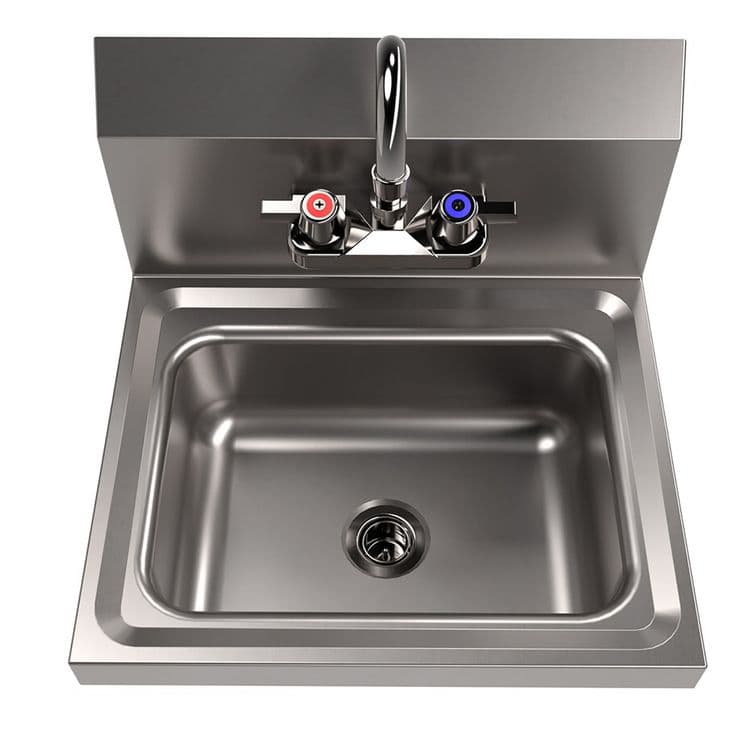 BK RESOURCES Stainless Steel Hand Sink with Faucet, 14" l x 10" w x 5" d (BKEBKHSW1410PG) thumbnail 4
