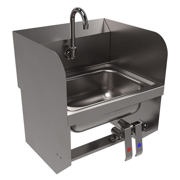 BK RESOURCES Stainless Steel Hand Sink with Side Splashes, 14" l x 10" w x 5" d (BKEHSW14101SBKP) thumbnail 2