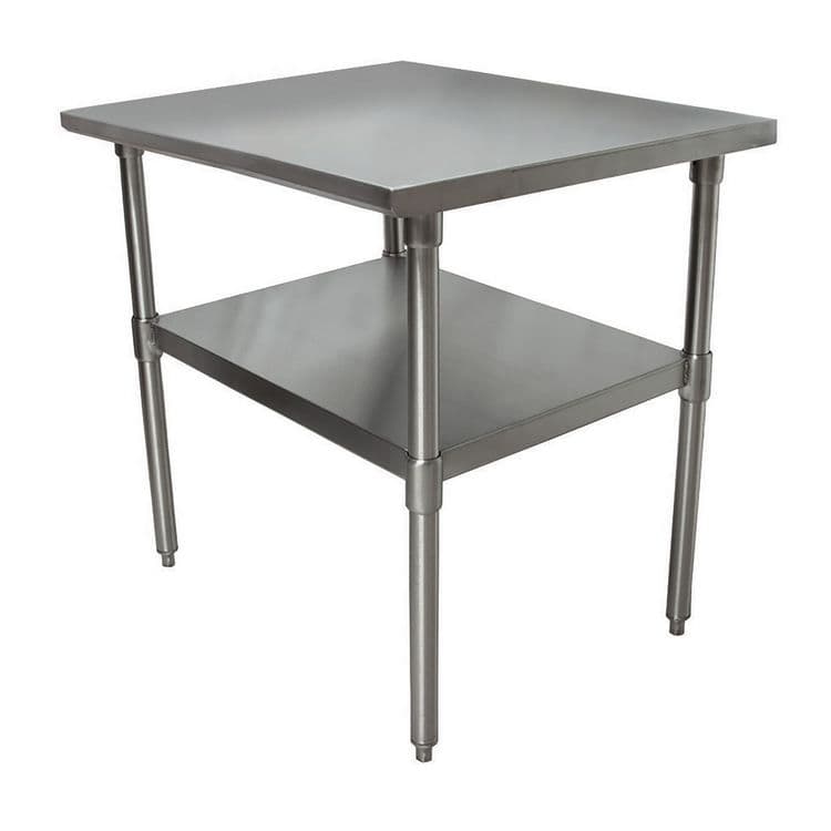 BK RESOURCES Stainless Steel Flat Top Work Tables, 24w x 24d x 36h, Silver, 2/Pallet (BKE2VT2424)