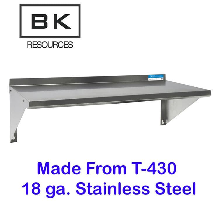 BK RESOURCES Stainless Steel Economy Overshelf, 24w x 12d x 8h, Stainless Steel, Silver, 2/Pallet (BKE2WSE1224) thumbnail 3