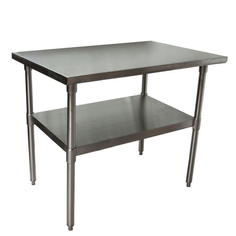 BK RESOURCES Stainless Steel Flat Top Work Tables, 48w x 24d x 36h, Silver, 2/Pallet (BKE2VT4824)