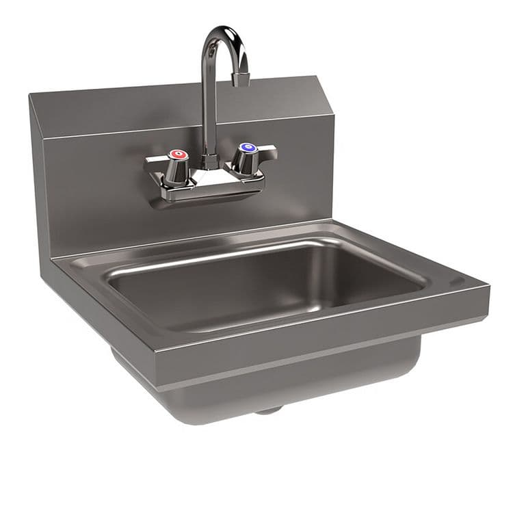 BK RESOURCES Stainless Steel Hand Sink with Faucet, 14" l x 10" w x 5" d (BKEBKHSW1410PG) thumbnail 2