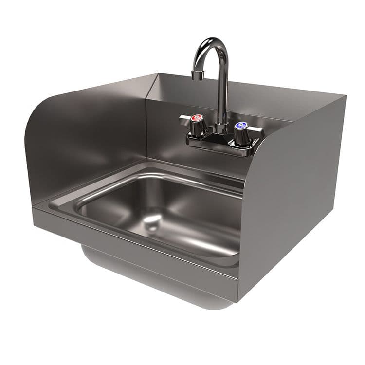 BK RESOURCES Stainless Steel Hand Sink with Side Splashes and Faucet, 14" l x 10" w x 5" h (BKEHSW1410SSP) thumbnail 4
