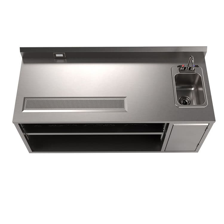 BK RESOURCES Stainless Steel Beverage Table with Right Sink, Rectangular, 30" x 72" x 41.5", Silver Top, Silver Base/Legs (BKEBEVT3072R) thumbnail 3