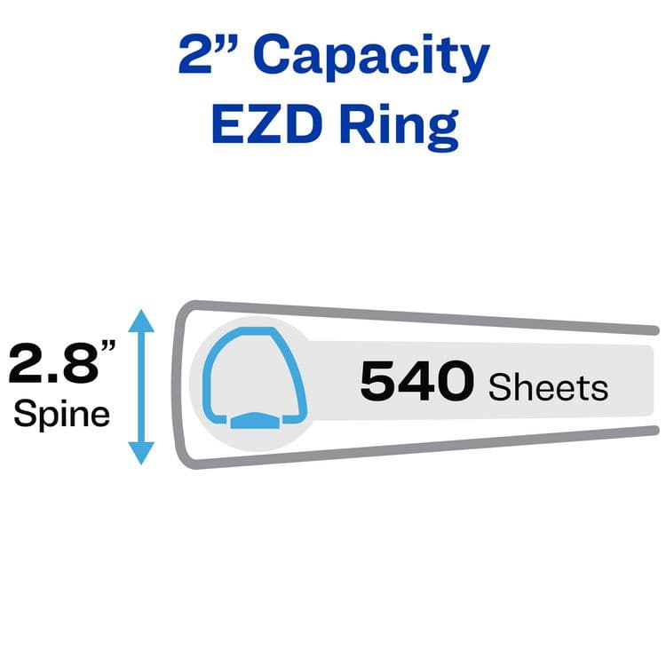 AVERY PRODUCTS CORPORATION Heavy-Duty View Binder with DuraHinge and One Touch EZD Rings, 3 Rings, 2" Capacity, 11 x 8.5, White, 6/Carton (AVE79192CT) thumbnail 2