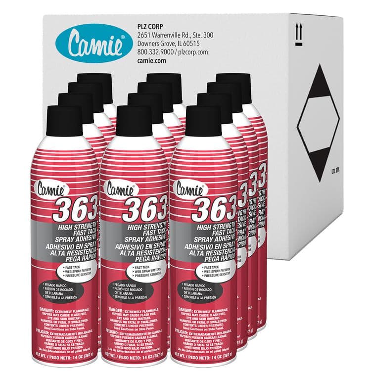 PLZ CORP 363 High Strength Fast Tack Spray Adhesive, 14 oz, 12/Carton (CGC363) thumbnail 4
